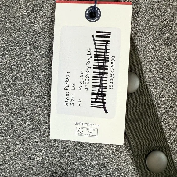 New Untuckit Pullover Mens L Gray Parkson Mock Neck Sweater Snap Button Fleece